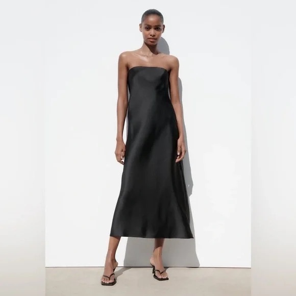 the native one Dresses & Skirts - Black Tube Satin Maxi Dress